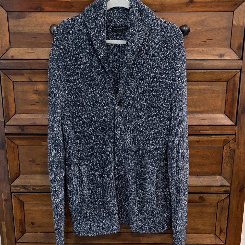 Banana Republic Men's Navy Cardigan Sweater